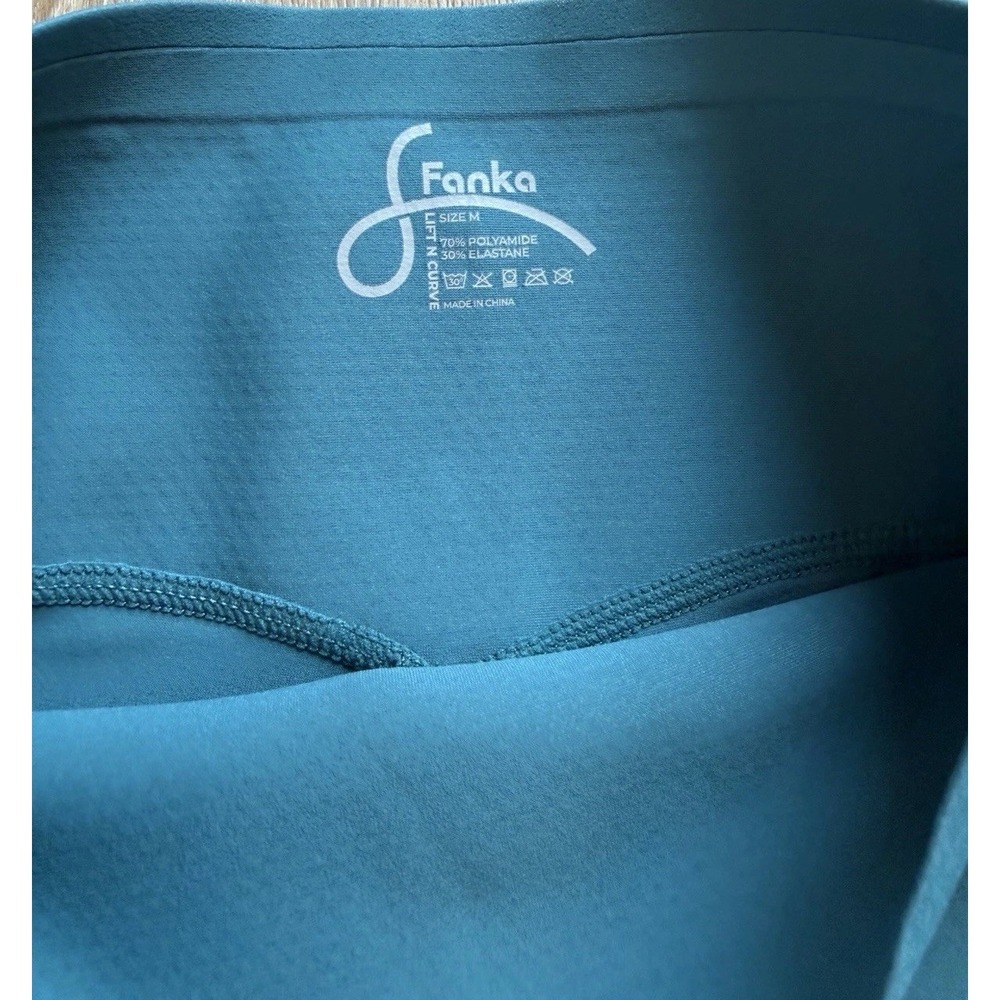 Fanka Women's Leggings Sz M Green Lift N Curve Compression Pants Back Pockets - Picture 3 of 5